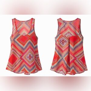 Bobéau Sheer Geometric Print Tank Top | Size Small